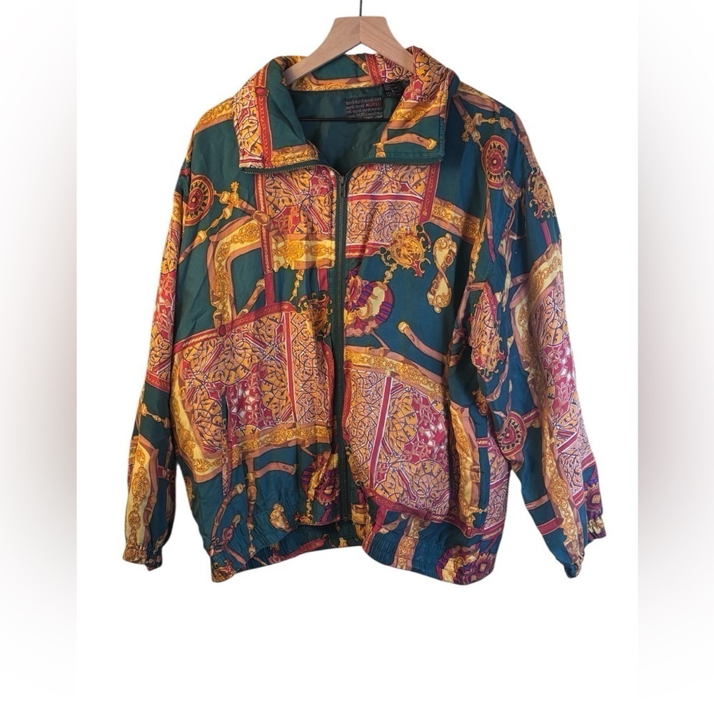 Mureli Vintage Patterned Women's Jacket 100% Silk Size Large